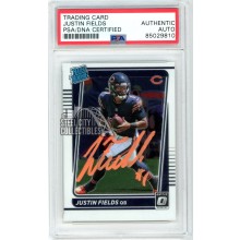 Justin Fields 2021 Panini Donruss Optic Autograph Rookie Card #204 PSA/DNA (Orange)