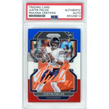 Justin Fields 2021 Panini Prizm Red White Blue Autograph Rookie Card #334 PSA/DNA (Orange)