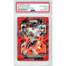 Justin Fields 2021 Panini Prizm Red Ice Autograph Rookie Card #334 PSA/DNA (Orange)