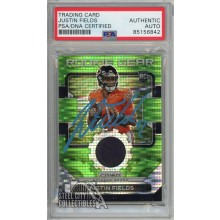 Justin Fields 2021 Panini Prizm Green Rookie Gear Autograph Jersey Card #RG-4 PSA/DNA (Blue)