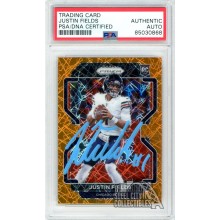 Justin Fields 2021 Panini Prizm Orange Lazer Autograph Rookie Card #334 PSA/DNA (Blue)