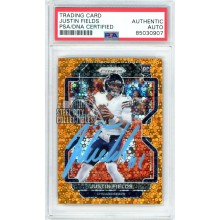 Justin Fields 2021 Panini Prizm Orange Disco Autograph Rookie Card #334 PSA/DNA (Blue)