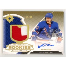 Adam Fox 2019-20 Upper Deck Ultimate Collection Autograph Rookie Patch Card 42/49