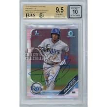 Wander Franco 2019 Bowman Chrome Autographed Card #BCP-100 BGS 9.5 BAS 10