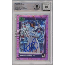 Wander Franco 2021 Panini Donruss Rated Prospect Pink Fireworks Autograph Card #RP1 BAS 10