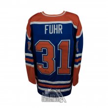 Grant Fuhr Autographed Edmonton Custom Blue Hockey Jersey - JSA COA