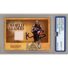 Kevin Garnett 2003-04 Flair World Leaders Autograph Jersey Card #WLKG PSA/DNA 10