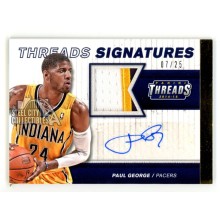 Paul George 2014-15 Panini Threads Autograph Patch Card #15 07/25