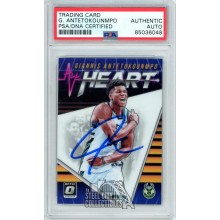 Giannis Antetokounmpo 2018-19 Panini Optic All Heart Autograph Card #4 PSA/DNA