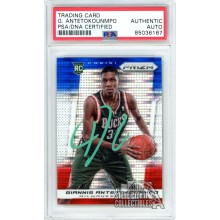 Giannis Antetokounmpo 2013-14 Panini Prizm Red White Blue Pulsar Autograph Rookie Card #98 PSA/DNA (Green)