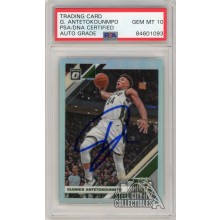 Giannis Antetokounmpo 2019-20 Donruss Optic Holo Autograph Card #81 PSA/DNA 10