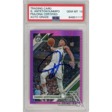 Giannis Antetokounmpo 2019-20 Donruss Optic Hyper Pink Autograph Card #81 PSA/DNA 10