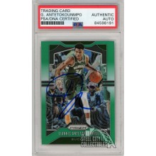 Giannis Antetokounmpo 2019-20 Panini Prizm Green Autograph Card #152 PSA/DNA