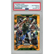 Giannis Antetokounmpo 2019-20 Panini Prizm Orange Ice Autograph Card #152 PSA/DNA