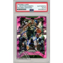 Giannis Antetokounmpo 2019-20 Panini Prizm Pink Ice Autograph Card #152 PSA/DNA