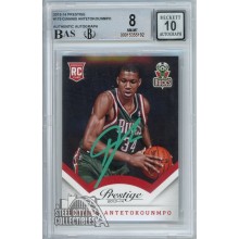 Giannis Antetokounmpo 2013-14 Panini Prestige Autograph Rookie Card #175 BGS 8 BAS 10 (Green)