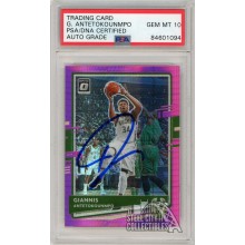 Giannis Antetokounmpo 2020-21 Donruss Optic Hyper Pink Autograph Card #29 PSA/DNA 10