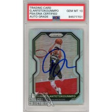 Giannis Antetokounmpo 2020-21 Panini Prizm Silver Autograph Card #111 PSA/DNA 10