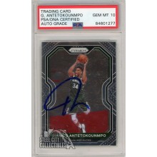 Giannis Antetokounmpo 2020-21 Panini Prizm Autograph Card #111 PSA/DNA 10