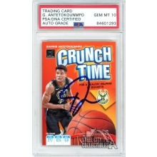 Giannis Antetokounmpo 2019-20 Panini Donruss Crunch Time Autograph Card #4 PSA/DNA 10