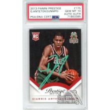Giannis Antetokounmpo 2013-14 Panini Prestige Autograph Rookie Card #175 PSA 10 PSA/DNA (Green)