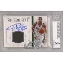 Giannis Antetokounmpo 2014-15 Panini National Treasures Autograph Jersey Card 20/75 BGS 8