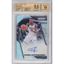Giannis Antetokounmpo 2017-18 Prizm Mojo Autograph Card #SG-GA 18/25 BGS 9.5