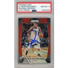 Giannis Antetokounmpo 2017-18 Panini Prizm Red Wave Autograph Card #182 PSA/DNA 10