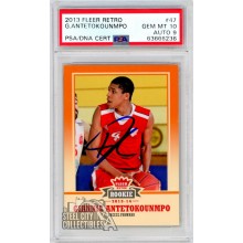 Giannis Antetokounmpo 2013-14 Fleer Retro Autograph Rookie Card #47 PSA 10 PSA/DNA 9