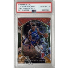 Giannis Antetokounmpo 2020-21 Panini Select Red White Orange Shimmer Autograph Card #54 PSA/DNA 10