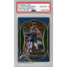 Giannis Antetokounmpo 2020-21 Panini Select Blue Autograph Card #117 PSA/DNA 10