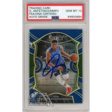 Giannis Antetokounmpo 2020-21 Panini Select Blue Autograph Card #54 PSA/DNA 10