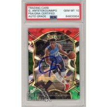 Giannis Antetokounmpo 2020-21 Panini Select Red White Green Cracked Ice Autograph Card #54 PSA/DNA 10