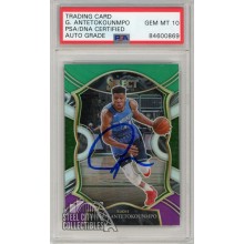 Giannis Antetokounmpo 2020-21 Panini Select Green White Purple Autograph Card #54 PSA/DNA 10