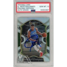 Giannis Antetokounmpo 2020-21 Panini Select Silver Autograph Card #54 PSA/DNA 10