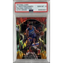 Giannis Antetokounmpo 2020-21 Panini Select Red White Orange Flash Autograph Card #54 PSA/DNA 10