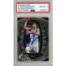 Giannis Antetokounmpo 2018-19 Panini Select Basketball Autograph Card #120 PSA/DNA 10