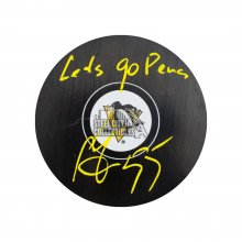 Sergei Gonchar Lets Go Pens Autographed Pittsburgh Penguins Hockey Puck - BAS COA