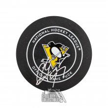 Sergei Gonchar Autographed Pittsburgh Penguins Official Game Hockey Puck BAS COA