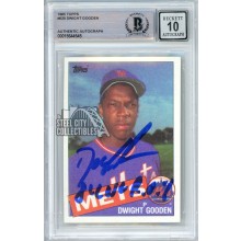 Dwight Gooden 1985 Topps "84 NL ROY" Autograph Rookie Card #620 BAS 10