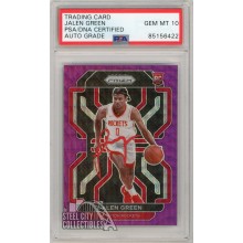 Jalen Green 2021-22 Panini Prizm Purple Wave Autograph Rookie Card #306 PSA/DNA 10 (Red)