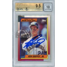 Ken Griffey Jr 1990 Topps Baseball Major League Debut Autograph Card #46 BGS 9.5 BAS 10