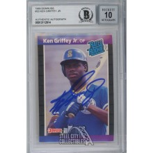 Ken Griffey Jr 1989 Donruss Rated Rookie Autographed Card #33 - BAS 10