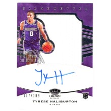 Tyrese Haliburton 2020-21 Panini Crown Royale Silhouettes Rookie Jersey Autograph Card #134 117/199