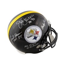 Steel Curtain Ham Lambert Russell NFL Record 24 Pro Bowls Autographed Replica Full-Size Football Helmet Silver Ink - JSA
