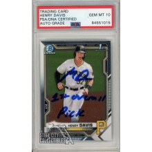 Henry Davis 2021 Bowman Draft Chrome Autograph "1st Overall Pick" Card BDC-48 PSA/DNA 10