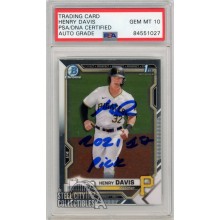 Henry Davis 2021 Bowman Draft Chrome Autograph "2021 1st Pick" Card BDC-48 PSA/DNA 10