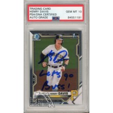 Henry Davis 2021 Bowman Draft Chrome Autograph "Let's Go Bucs" Card BDC-48 PSA/DNA 10