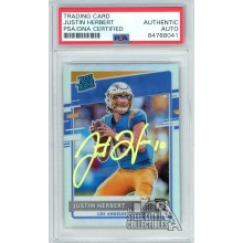 Justin Herbert 2020 Panini Donruss Optic Holo Autograph Rookie Card #153 PSA/DNA (Yellow)