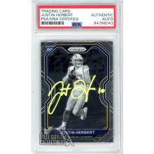 Justin Herbert 2020 Panini Prizm Black White Autograph Rookie Card #325 PSA/DNA (Yellow)